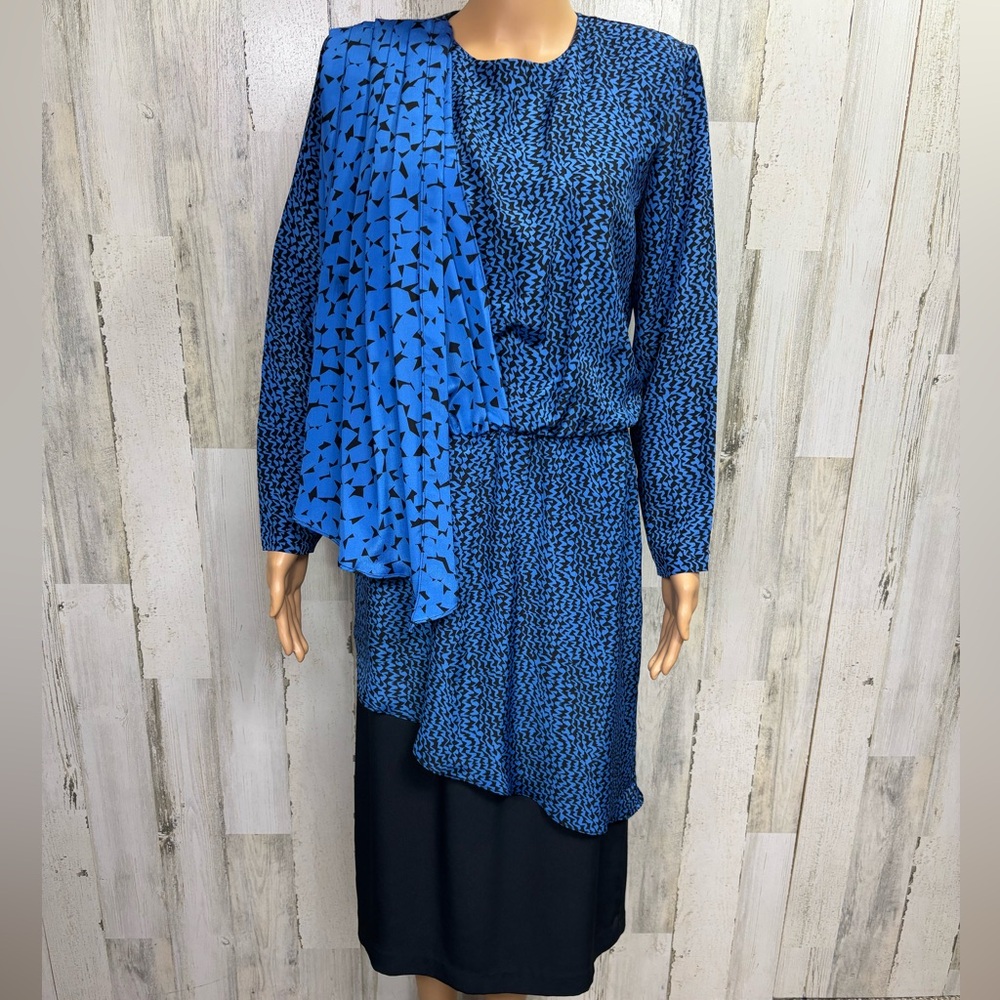 Toni Todd Vintage 80’s‎ Asymmetrical Draped Long Sleeve Dress
